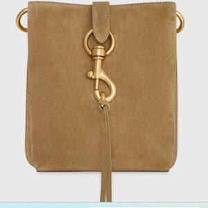 Rebecca Minkoff Suede Crossbody Bag - Megan Mini Feed With Studded Strap TAN